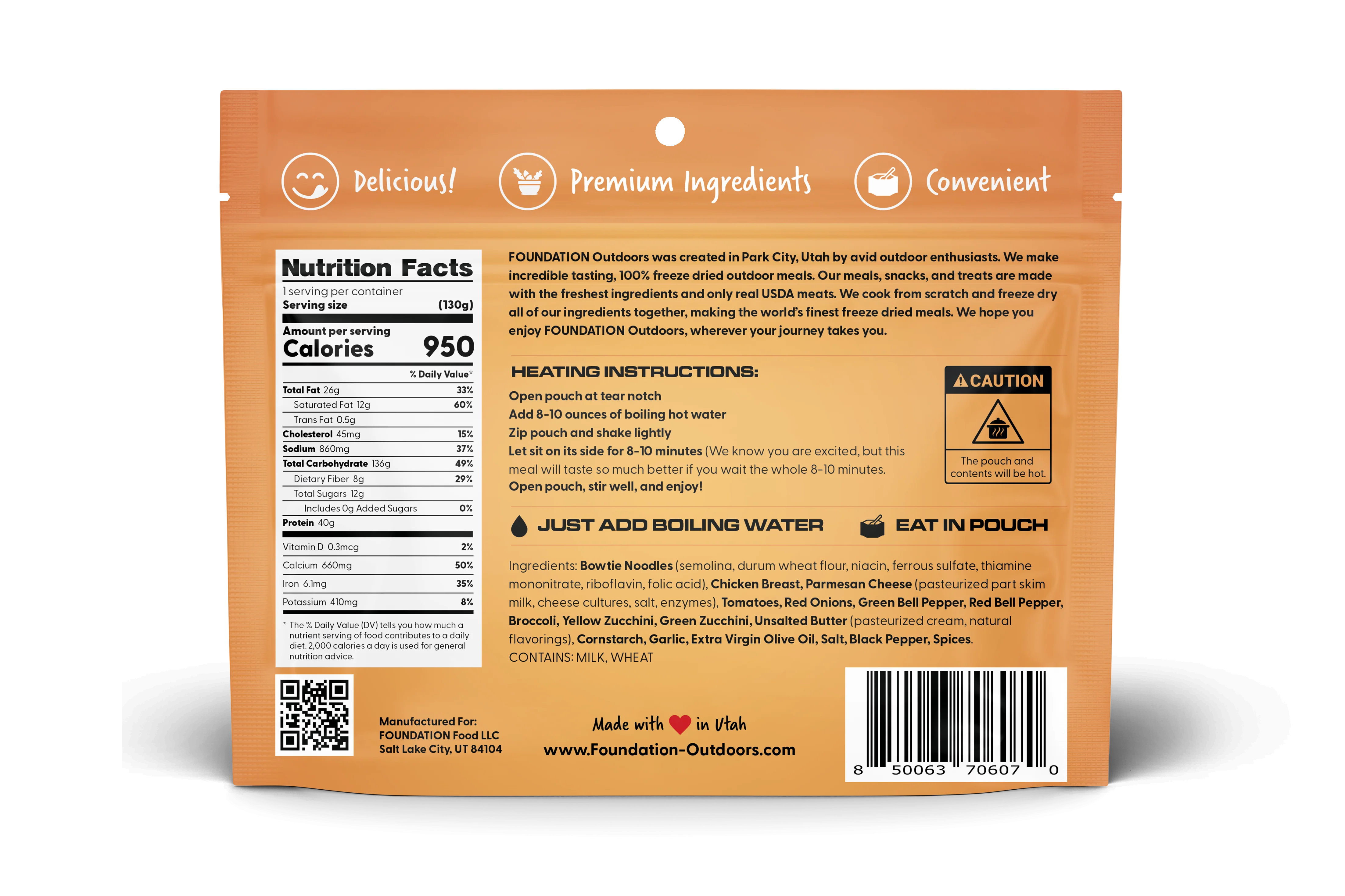 FOUNDATION Outdoors Chicken Pasta Primavera Meal - Image 3