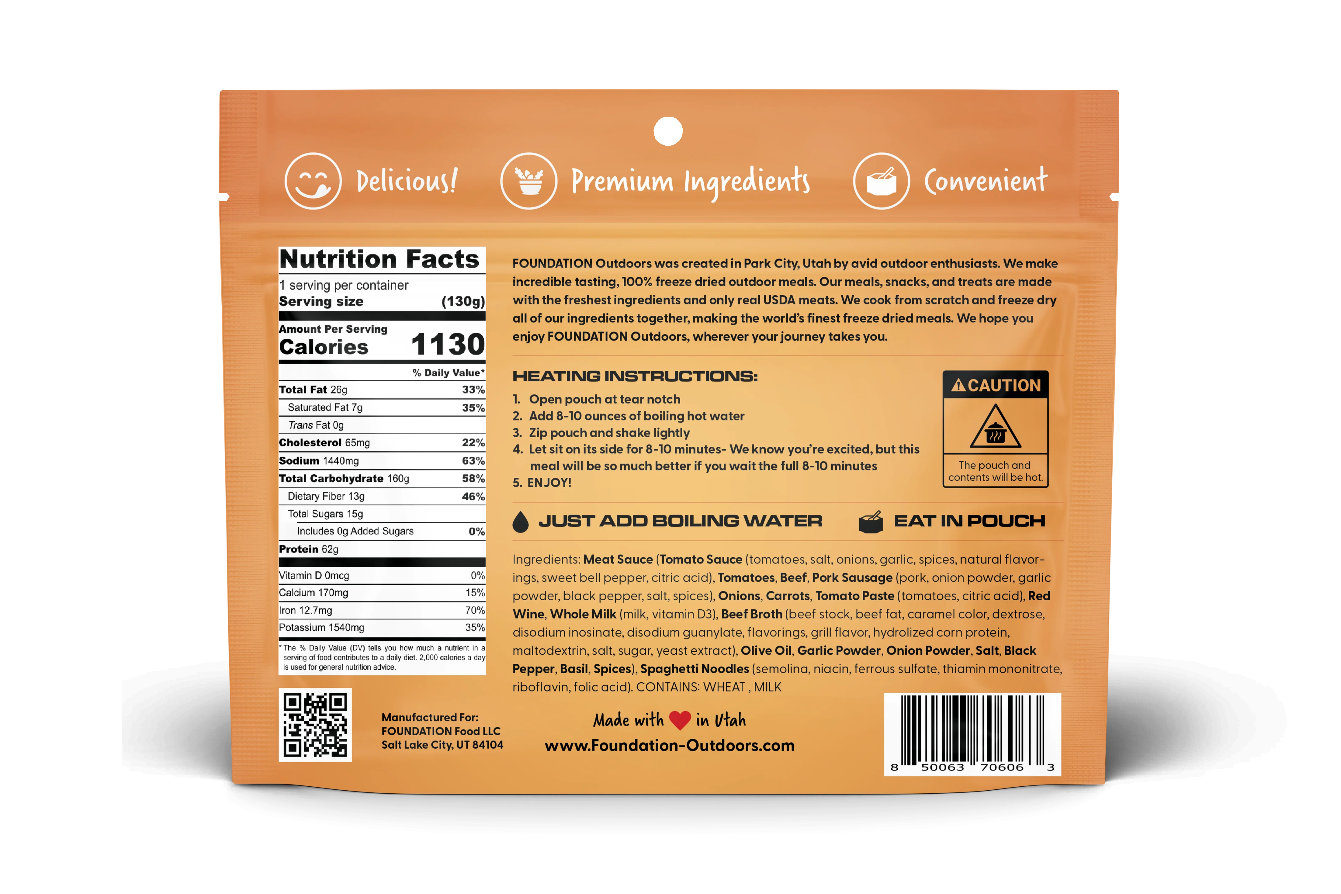 FOUNDATION Outdoors Spaghetti with Meat Sauce Meal - Image 3